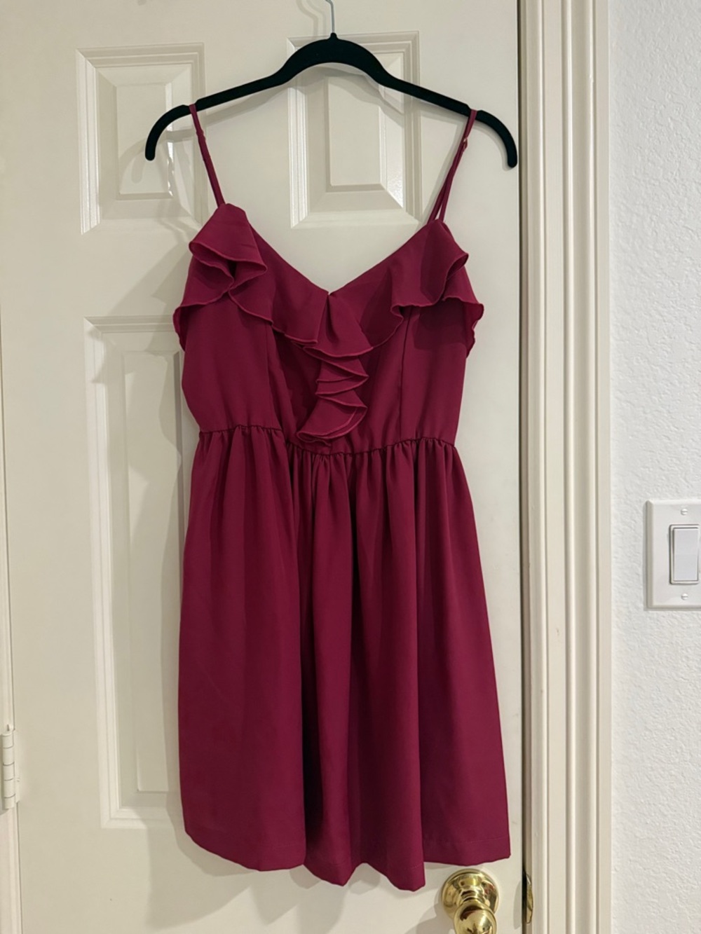 Aqua Berry-Ruffle Spaghetti Strap Mini Dress